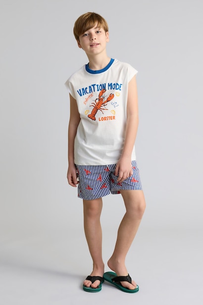 Boy Regular Fit Printed Swim Shorts