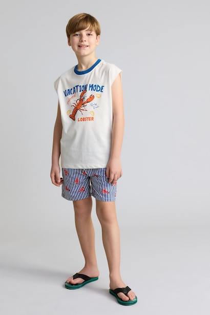 Boy Regular Fit Printed Swim Shorts