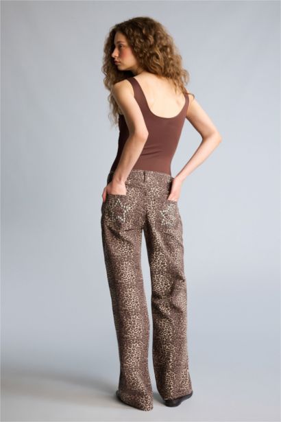 Wıde Leg Normal Bel Gabardin Pantolon