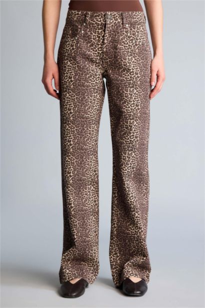 بنطرون جبردين وايد ليج برجل واسع وخصر عادي