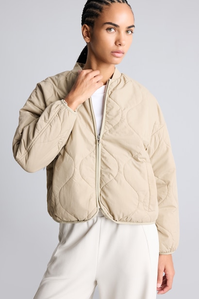 Oversize College Collar Zippered Quilted Lightweight Puffer Jacket