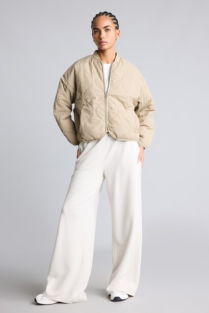 Oversize College Collar Zippered Quilted Lightweight Puffer Jacket