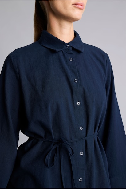 Regular Fit Belted Cotton Long Sleeve Tunic
