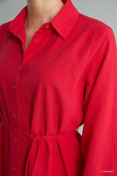 Regular Fit Flamlı Pamuk Tunik