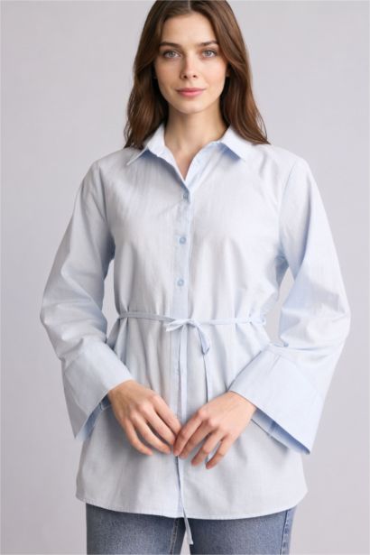 Regular Fit Flamlı Pamuk Tunik