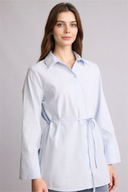 Regular Fit Flamlı Pamuk Tunik