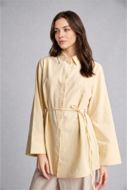 Regular Fit Flamlı Pamuk Tunik