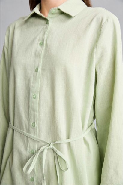 Regular Fit Flamlı Pamuk Tunik