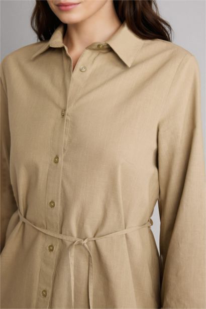 Flamlı Pamuk Uzun Kollu Tunik