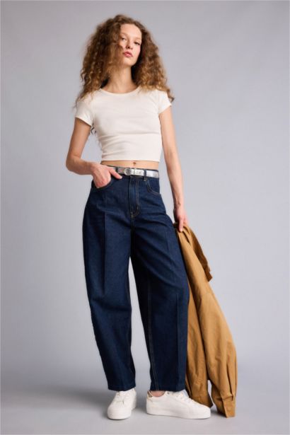 Barrel Fıt Yüksek Bel Bilek Boy Jean Pantolon