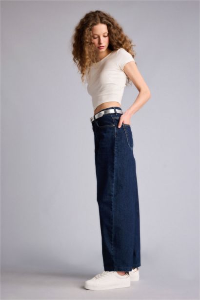 Barrel Fıt Yüksek Bel Bilek Boy Jean Pantolon