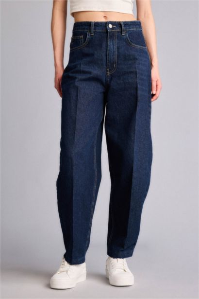 Barrel Fıt Yüksek Bel Bilek Boy Jean Pantolon