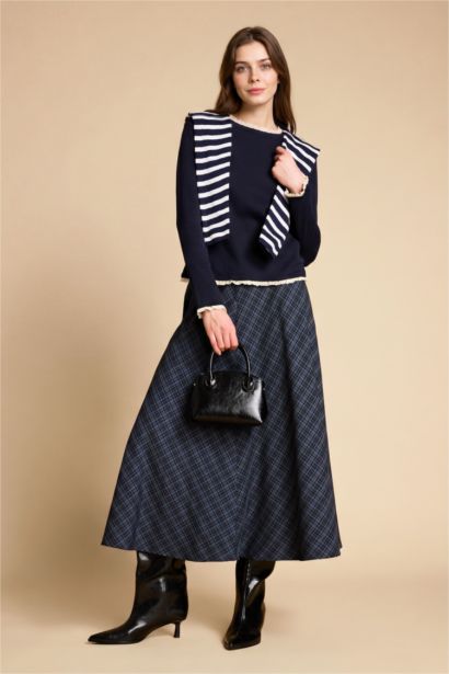 A-Line Plaid Maxi Skirt