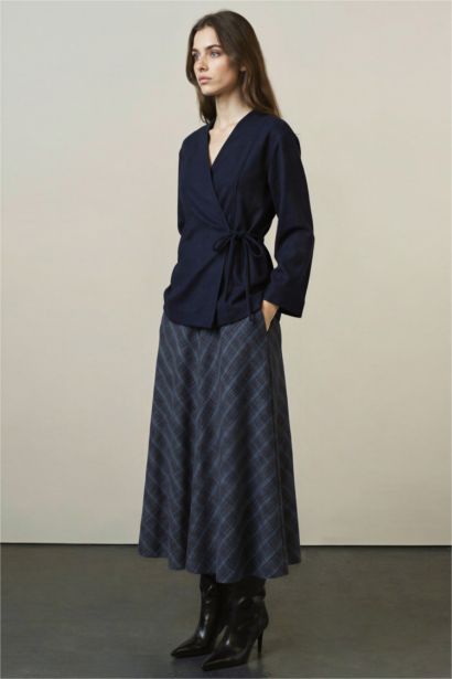 A-Line Plaid Maxi Skirt