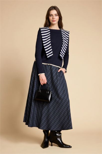 A-Line Plaid Maxi Skirt