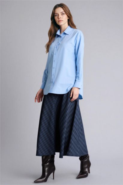 A-Line Plaid Maxi Skirt