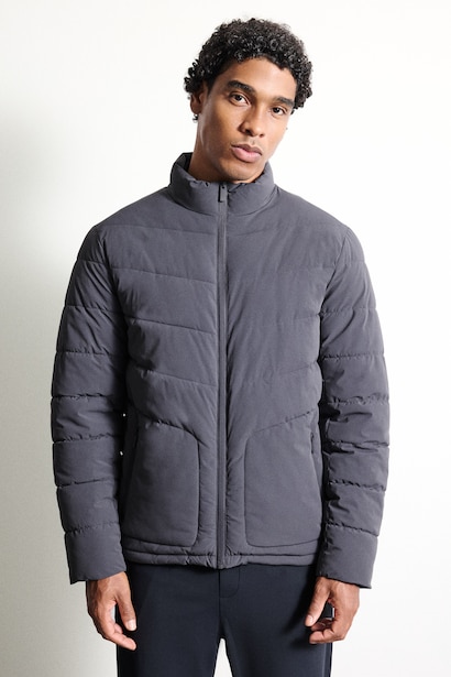 Slim Fit Dik Yaka Kapitone Mont