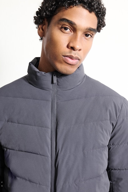 Slim Fit Dik Yaka Kapitone Mont