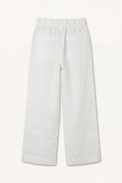 %100 Keten Wıde Leg Pantolon Kız Çocuk