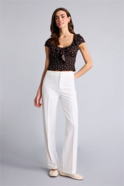 Wide Leg Regular Hem Trousers