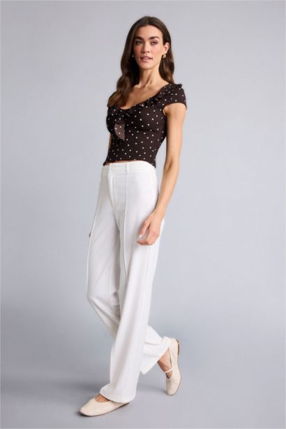 Wide Leg Regular Hem Trousers
