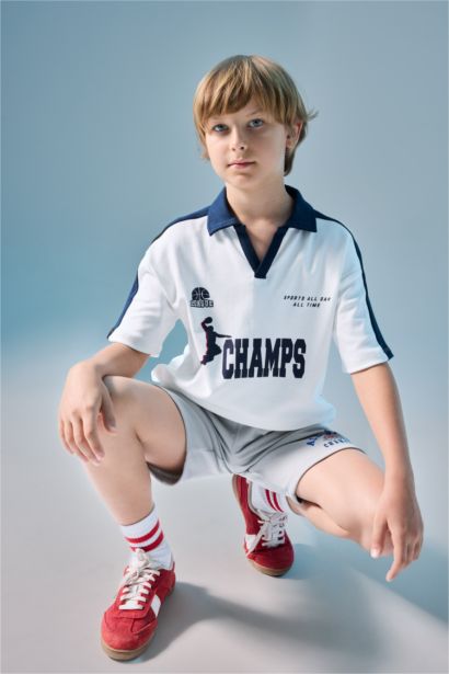 Boy 100% Cotton Oversize Printed Polo T-Shirt