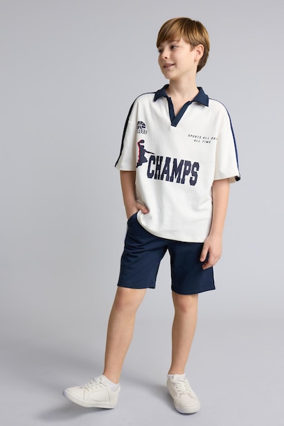T-shirt polo oversize 100% coton avec imprimé pour garçon
