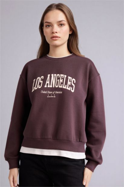 Relax Fit Slogan Long Sleeve Sweatshirt