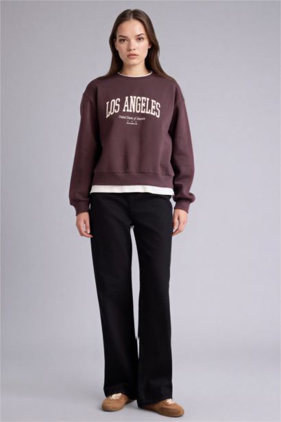 Relax Fit Slogan Long Sleeve Sweatshirt