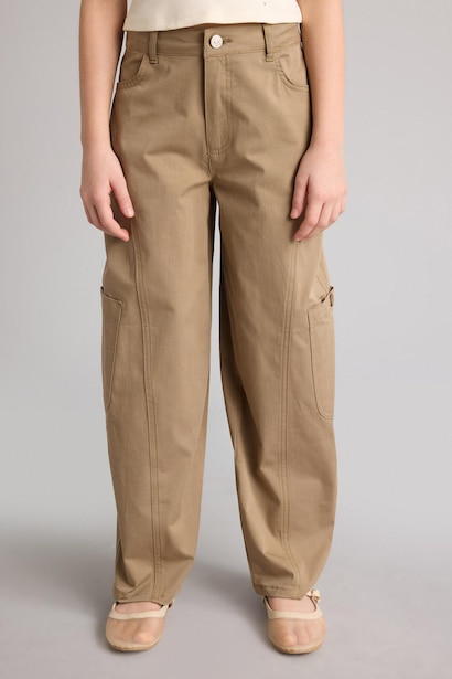 Baggy Fıt Gabardin Pantolon Kız Çocuk