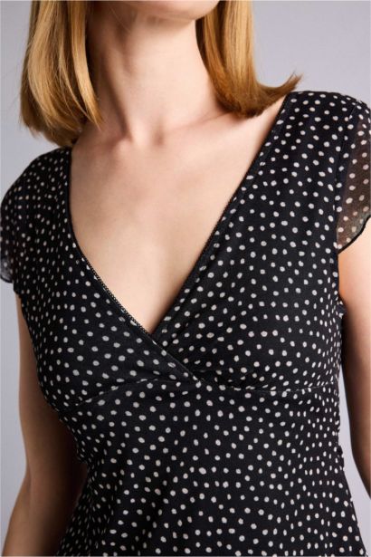 Puantiyeli Kısa Kollu Mini Elbise