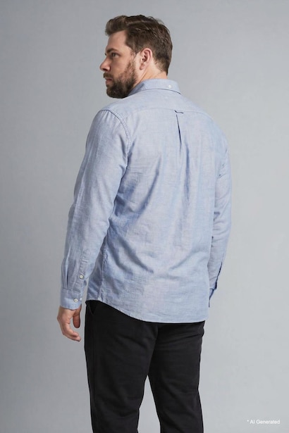 Plus Size Polo Collar Cotton Shirt