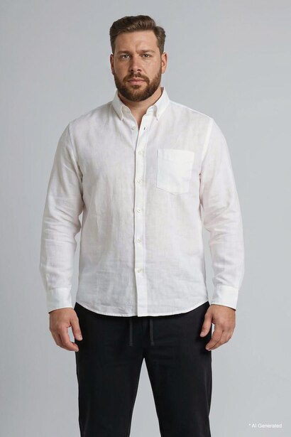 Plus Size Polo Collar Cotton Shirt
