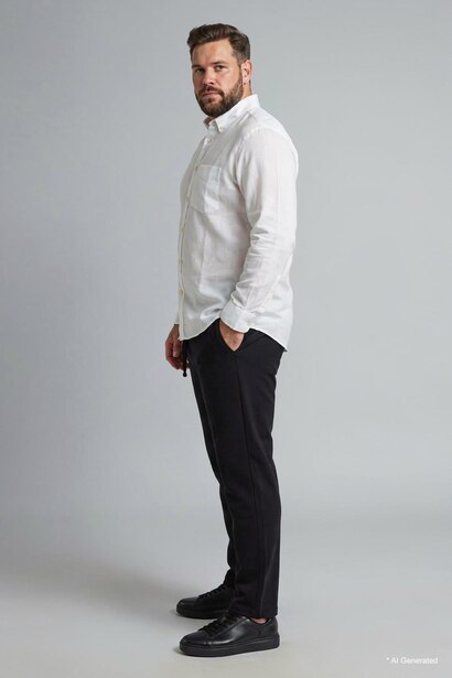 Plus Size Polo Collar Cotton Shirt