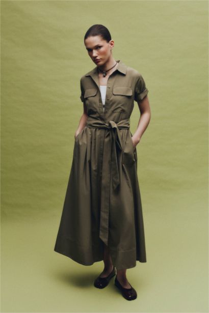 A Kesim Terry Cotton Midi Elbise