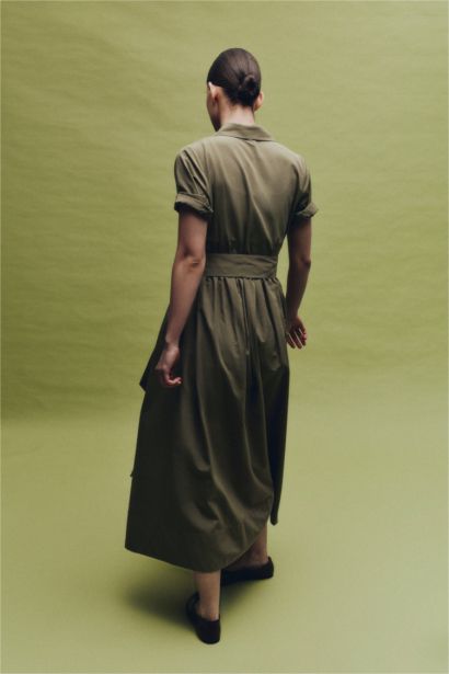 A Kesim Terry Cotton Midi Elbise