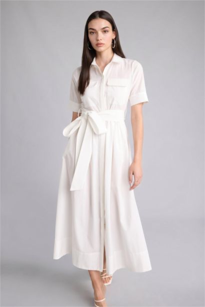 A Kesim Terry Cotton Kısa Kollu Midi Elbise