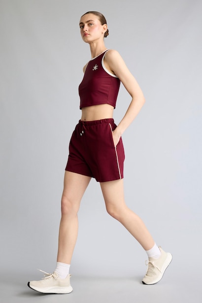 Standard Fit Burgundy Sporty Modal Shorts