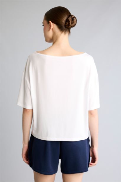 Loose Fit Kısa Kollu Modal Baskılı Tişört