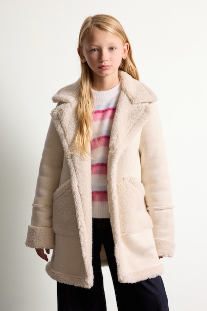 Girl V-Neck Plush Coat