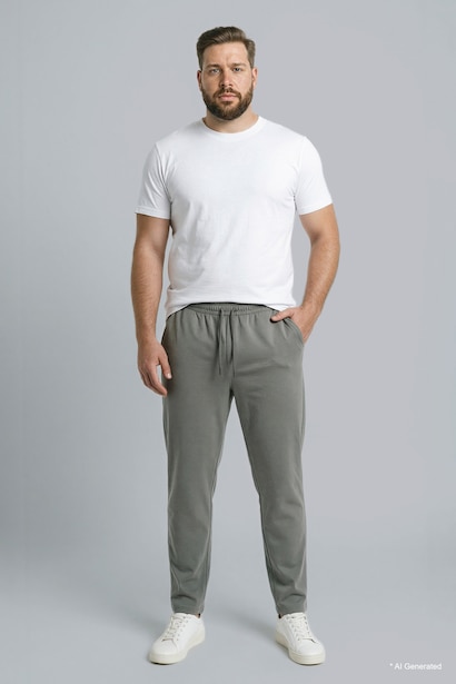 Pantalon grande taille à taille élastique