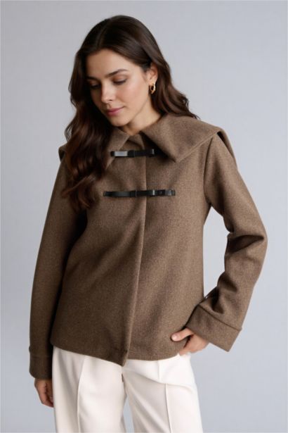 Regular Fıt Büyük Yaka İçi Yumuşak Tüylü Hırka