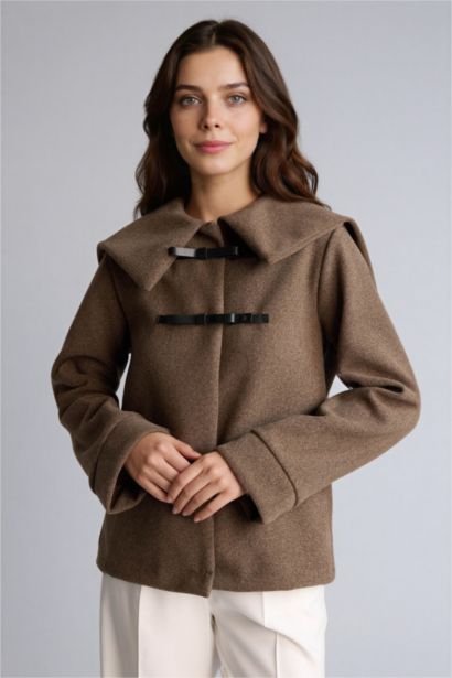 Regular Fıt Büyük Yaka İçi Yumuşak Tüylü Hırka