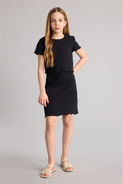 2 piece Regular Fit 3/4 Sleeve Knitted Dress