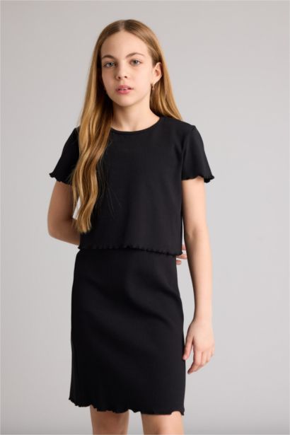 2 piece Regular Fit 3/4 Sleeve Knitted Dress