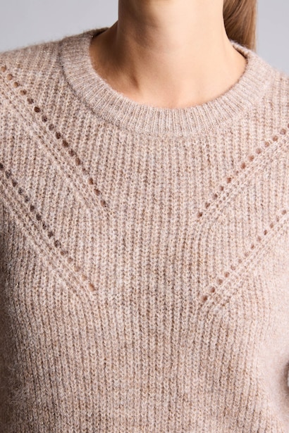 Relaxed Fit Wool Blend Crew Neck Knitted Pullover