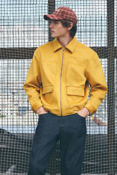 Regular Fit Ultra Soft Suede Polo Collar Zip-Up Jacket