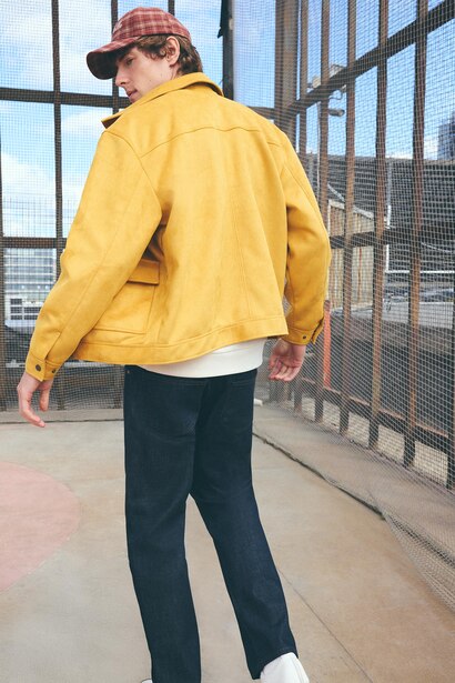 Regular Fit Ultra Soft Suede Polo Collar Zip-Up Jacket