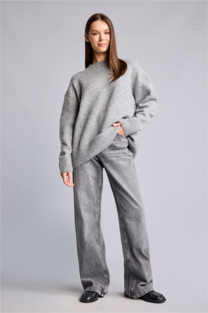 Oversize Crew Neck Knit Pullover