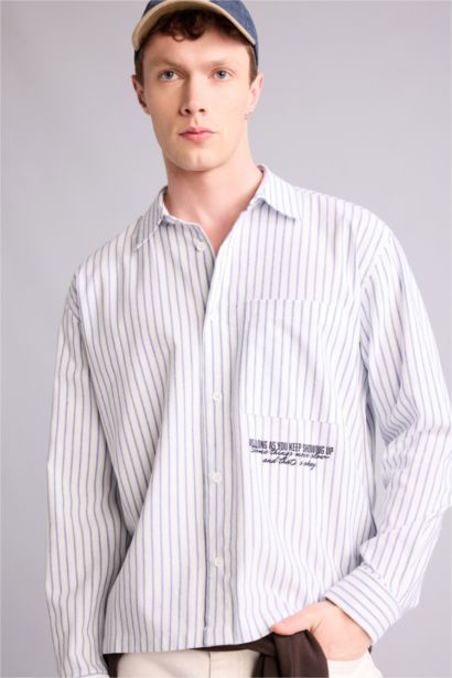 قميص ردن طويل بوكسي فيت مطبوع